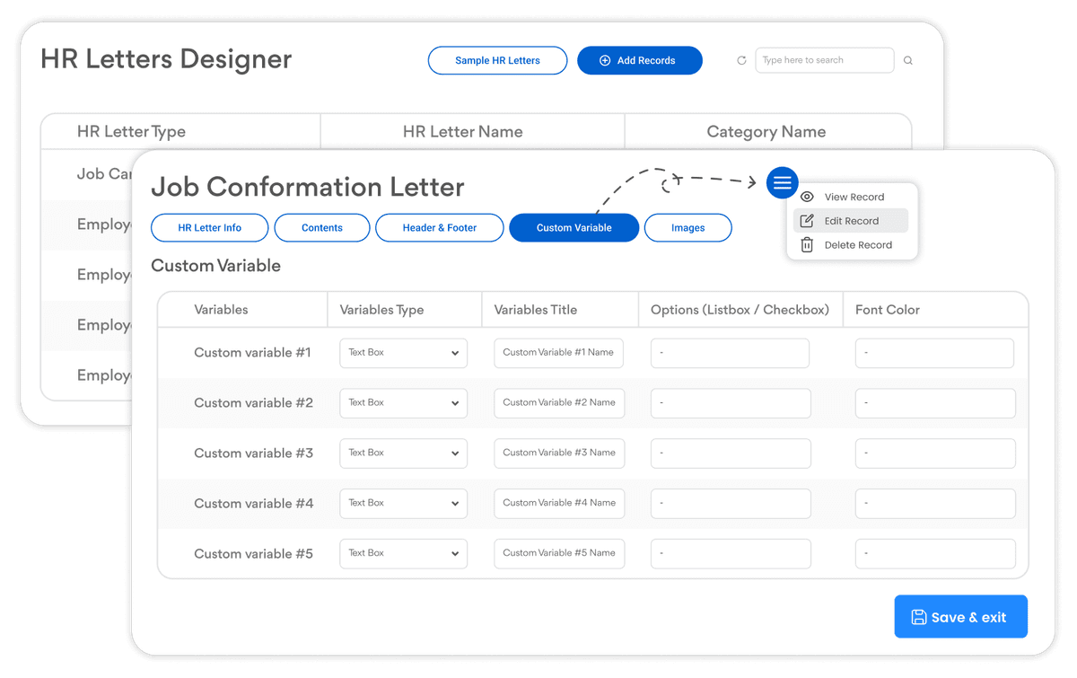 Predefined Letter Templates